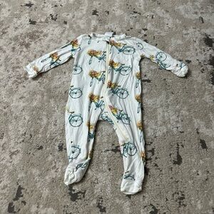 Milkbarn Floral Bicycle Bamboo Zipper Pajama Size 9-12 Months